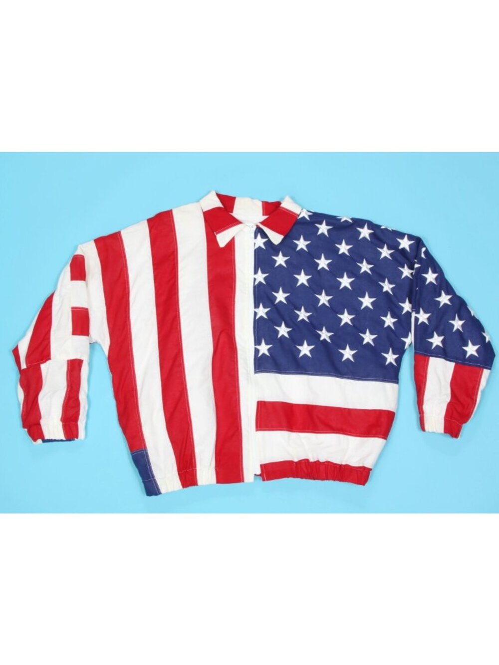 Vtg Limited Ed Canada USA Stars Stripes Flag Collared Full Zip Jacket sz XL /963